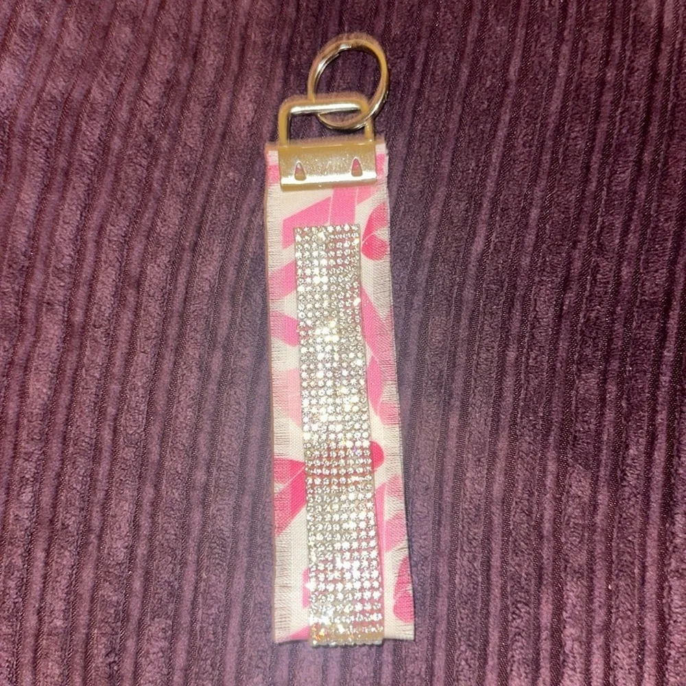 Frayed Rhinestone Wristlet Keychain.